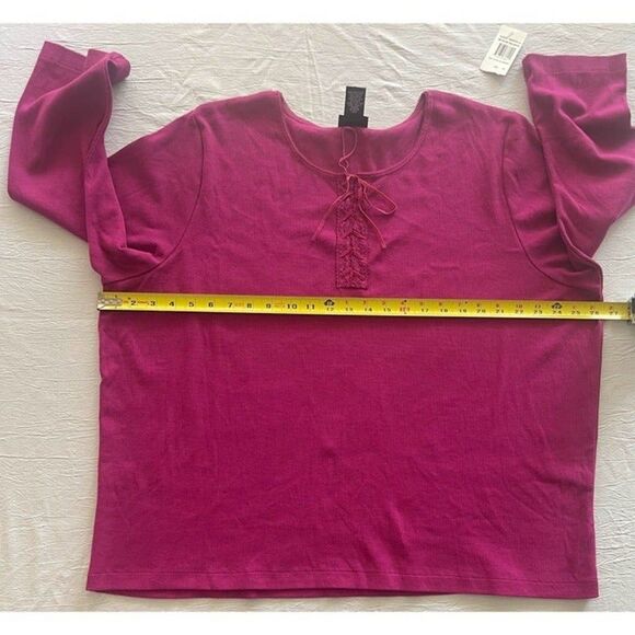 Rafaella Woman Pullover Sweater Top 3/4 sleeve Sz 3XL Plus Sz Fuchsia Cotton NWT - Picture 5 of 8